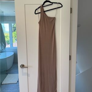 Astr Brown Asymmetrical One-Shoulder Cocktail Dress